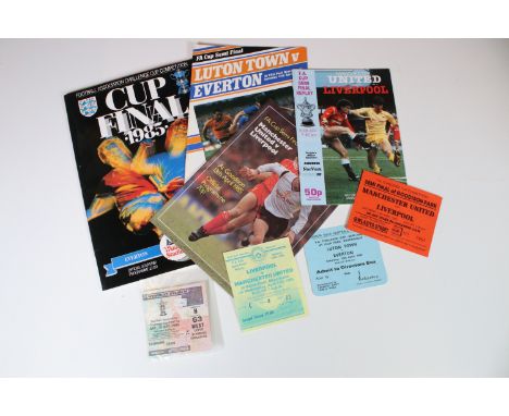 1985 FA Cup Final Everton v Manchester United - FA Cup Final programme, FA Cup Final ticket, FA Cup semi-final programmes wit