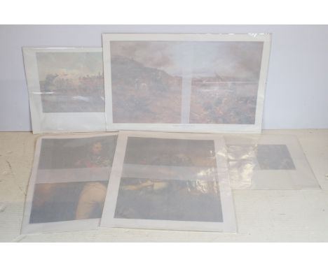 Collection of military prints, to include: Alma: Forward 42nd, 54 x 85cm, Th Death of Nelson at the Battle of Trafalgar, 45 x