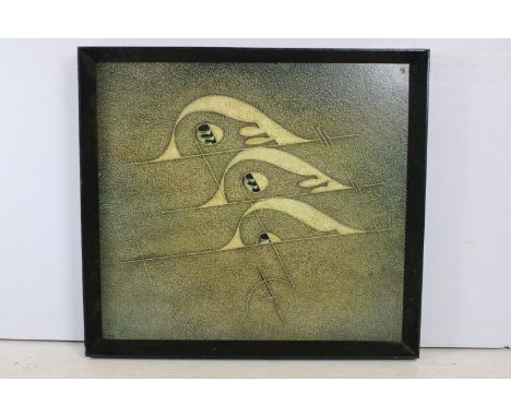 20th century Russian school, abstract painting, mixed media, inscribed verso, 45 x 49.5cm, framed