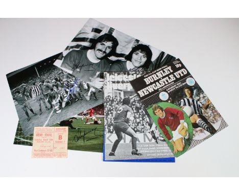 1974 FA Cup Final Liverpool v Newcastle United - FA Cup semi-final programmes with ticket and signed photos 
