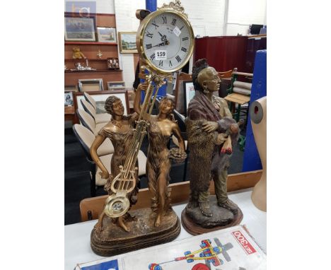 INDIAN FIGURE AND CLOCK FIGURE 
