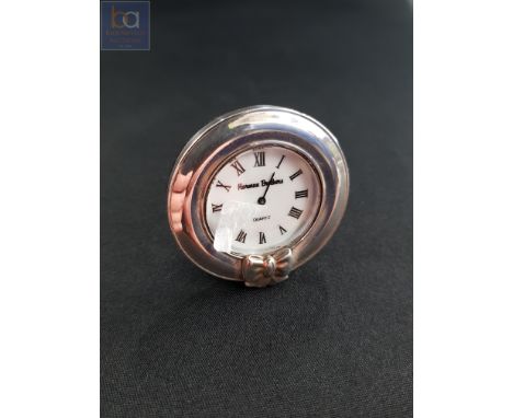 SILVER MINATURE CLOCK BY HARMAN BROTHERS 