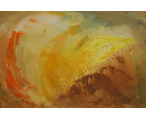 Kate Nicholson (1929-2019), Untitled (Coastal Light), watercolour on paper, framed, signed and date. H.75 W.94cm. 