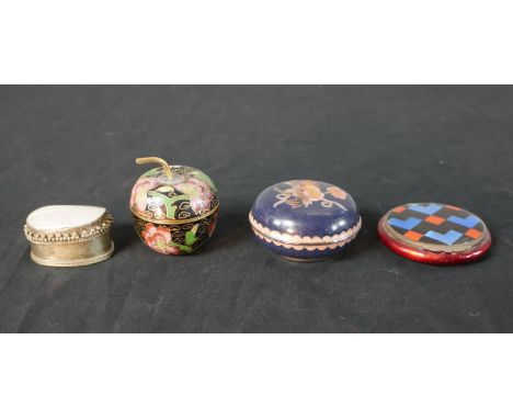 A George V hallmarked silver and enamel compact (missing mirror), bearing import marks for London 1928 tother with two small 