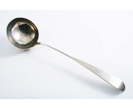 A GEORGE III SCOTTISH SOUP LADLE initialled "A", by Robert Gray (of Glasgow), Edinburgh 1799;  13.9"  (35.4 cms) long;  6.25 