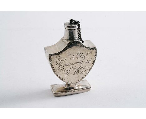 REGIMENTAL INTEREST (PENINSULAR WARS):- A late 18th / early 19th century Continental scent (or other) flask with a screw cap 