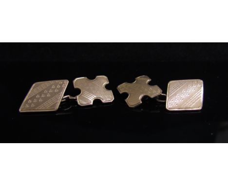 A 9ct rose gold pair of cufflink's, engine turned detail, 5.9g