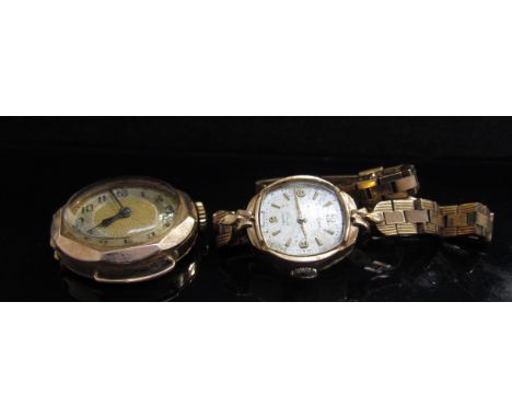 A 9ct gold Rotary lady's wristwatch and a gold cased watch face, 31.8g