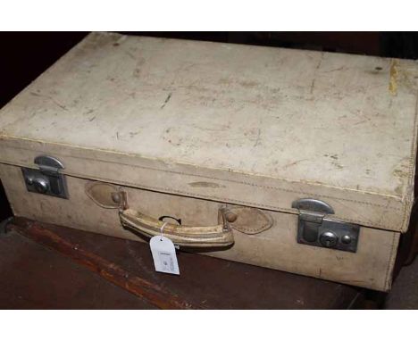 VINTAGE TRAVEL TRUNK AND LEATHER SUITCASE (2) 