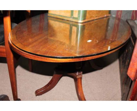 STANDARD LAMP, MAHOGANY COFFEE TABLE AND A VICTORIAN OCCASIONAL TABLE