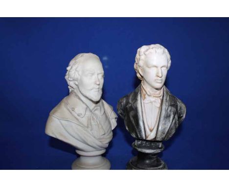 PARIAN BUST OF SHAKESPEARE AND A CERAMIC BUST OF CHOPIN