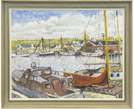 R H WYLIE,HARBOUR, MORNBECK, NORWAYoil on panel, signed40cm x 49cmFramed