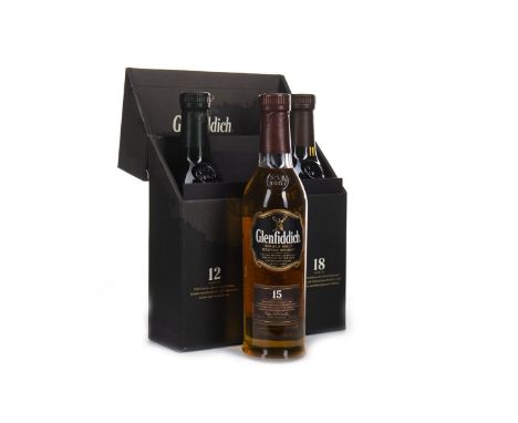 GLENFIDDICH TRIPACK 3X20CL Single Malt Scotch Whisky Includes: Glenfiddich 18 years old (40%), 15 years old (40%), and 12 yea