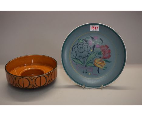 A Poole Pottery plate,&nbsp;23cm diameter; together with a 1970s Beswick bowl, 18.5cm diameter. (2) 