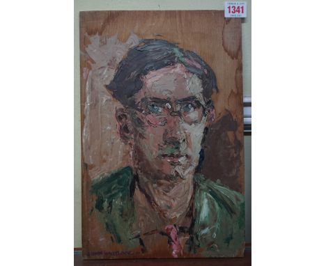 John Codner,&nbsp;'Self Portrait', signed John Whitlock and dated 37, inscribed verso, oil on board, 35 x 23cm, unframed.&nbs