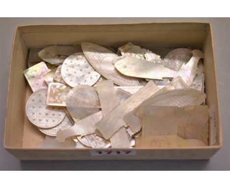 A collection of Chinese mother-of-pearl playing counters.&nbsp;(78) 