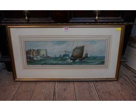 R Malcolm Lloyd, 'A Stormy Day, Entrance to&nbsp;Portsmouth Harbour', signed and titled, watercolour and body colour, 16 x 52
