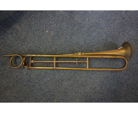 Of Barnett Freedman Interest: a late 19th century brass slide trumpet, inscribed 'T Harper's Improved, Manufactured by J Kohl