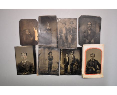 Eight 19th century tin type portrait photographs,&nbsp;one labelled verso 'Jesse James'; another labelled 'Mayor of Texas 186