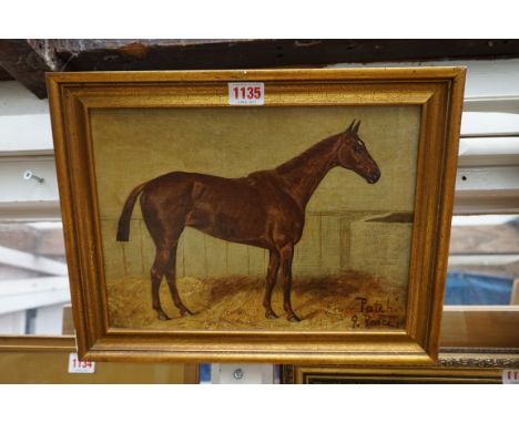 George Paice,&nbsp;'Patch, a chestnut racehorse in a stable'; 'St Patrick, a chestnut racehorse in a stable', a pair, each si