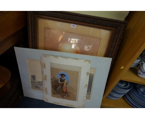 Peter Varwell,&nbsp;a cottage in a landscape, pencil, 31 x 55cm, mounted but unframed; together with a portrait of Peter Varw