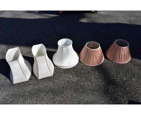 A pair of lamp shades; together with two others.Collection of this lot is strictly by appointment on Saturday 17th April betw