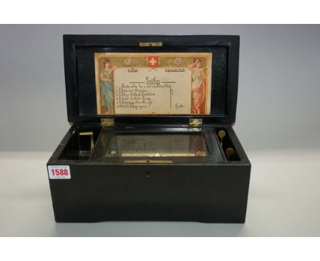 A late 19th century Swiss lever wind cylinder music box,&nbsp;by Paillard Vaucher Fils, playing six airs on 5in cylinder, in 