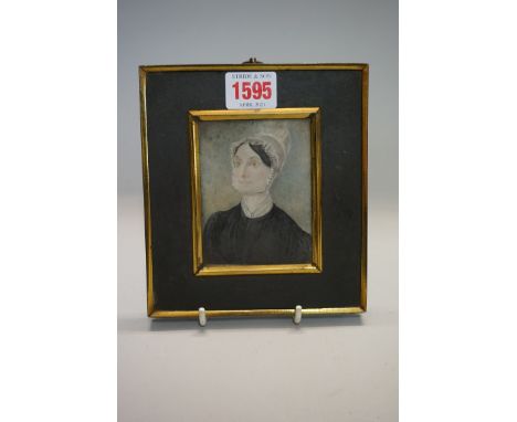 English School, first half 19th century, head and shoulders portrait miniature of Mrs Isaac Keeting, nee Ratcliffe, 9 x 7cm.&