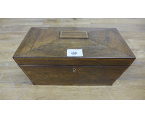 A 19th century rosewood sarcophagus shape tea caddy, 31 x 18cm