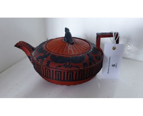 Wedgwood terracotta teapot with Egyptian pattern (a/f) 