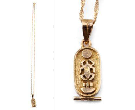 18ct gold chain with pendant with symbols, 4.3 grams, vendor states the pendant means 'Thomas', chain 48cm long.  