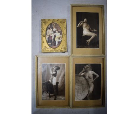 A collection of vintage semi-erotic glamour prints to include J. Mandell - AN Paris, to include nude scenes (4), largest 18x1