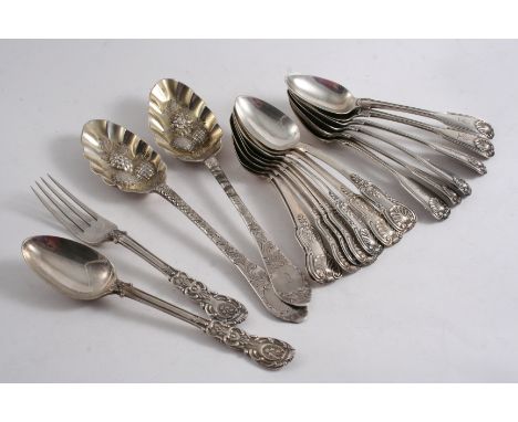 A MIXED LOT: A set of eight Victorian King's pattern (single struck with shoulders) by Thomas Sewell, Newcastle 1864, a set o