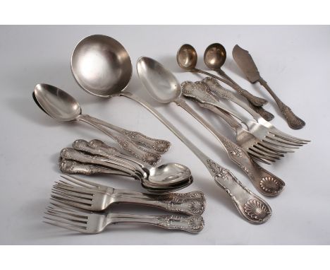 A SCOTTISH COLLECTED OR HARLEQUIN PART-SERVICE of flatware & cutlery (in varients of single struck King's pattern with should