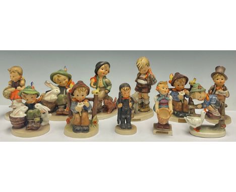 A Goebel Hummel figure, Playmates, 11cm; others, She Loves Me...; Little Helper; Not For You; School Girl; etc (11)