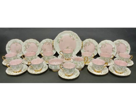 A Royal Albert Braemar pattern tea set for twelve, comprising twelve teacups, eleven saucers, twelve tea plates, milk jug and