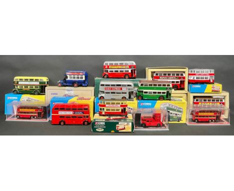 A Corgi Classics die-cast scale model, London Transport AEC Routemaster Bus RM664 Set, 35002, boxed; other Corgi model buses 