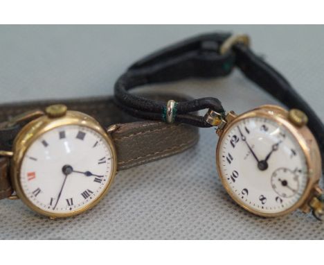 2x 9ct Gold cased vintage wristwatches