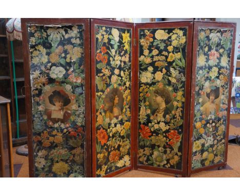 Victorian 4 panel scrap work screen