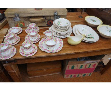 Johnson brother part dinner service together with Royal Stafford Roseanne part tea set