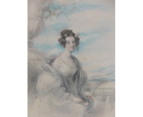 J P Davis, RCA (1784-1862),watercolour/pencil, portrait of the Hon. Jane Powys, 13.5" x 10", framed.