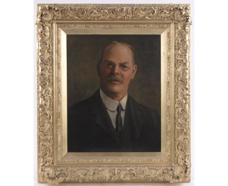 Oil on canvas circa 1900, portrait of a gentleman, unsigned, 20" x 16", ornate gilt gesso frame.