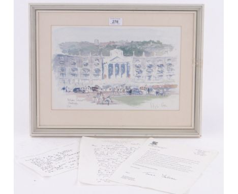 Sir Hugh Casson (1910-1999),colour print, Pelham Crescent, Hastings, signed in pencil no. 1/50, 10" x 15" together with 3 rel