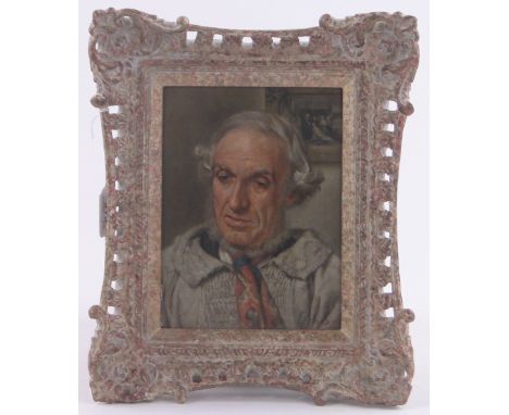 Sir George Clausen RA, (1852-1944),oil on panel, portrait of a man, signed with initials, dated '08, partial label verso, 7.7