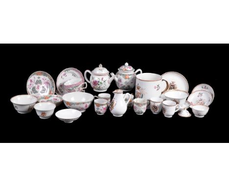 A group of Chinese Export 'Famille Rose' wares, Qianlong, comprising: and an armorial cream jug, a small bowl, a spoon tray a