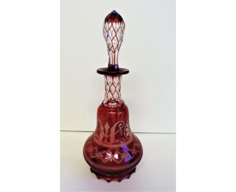 Antique Bohemian Ruby Glass Decanter c.1890. A fine quality Bohemian ruby red glass decanter with original stopper. Very nice