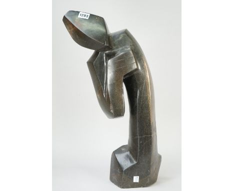 An African opal sculpture, modern, of stylised figural form, unsigned, 52cm high. 