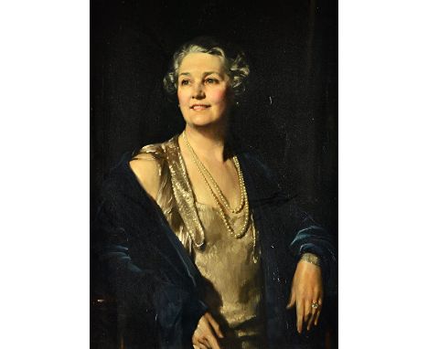 David Jagger (1891-1958), Portrait of Mrs Kate Irene Pears, oil on canvas, signed, 87cm x 62cm.  ARR