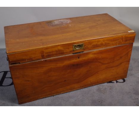 An early 20th century camphor wood trunk with tray interior, 103cm wide x 50cm high. 