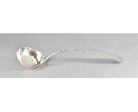 A Scottish provincial silver soup ladle, engraved with the initial R, maker William Clark Greenock circa 1810, length 37.5cm,